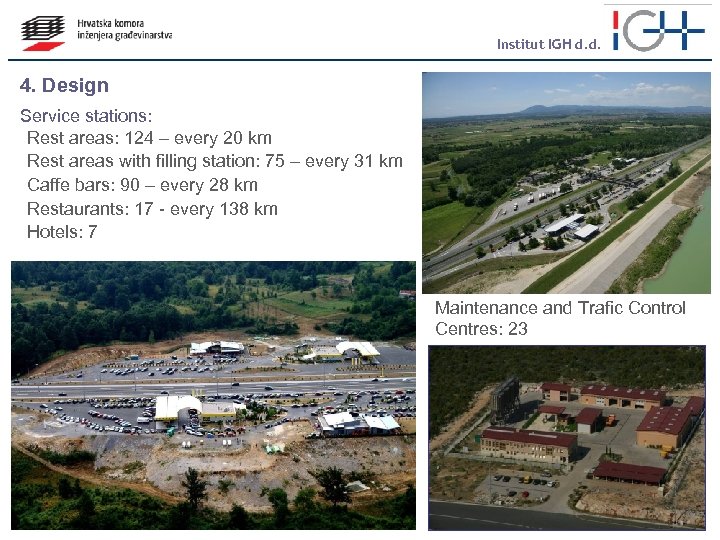 Institut IGH d. d. 4. Design Service stations: Rest areas: 124 – every 20