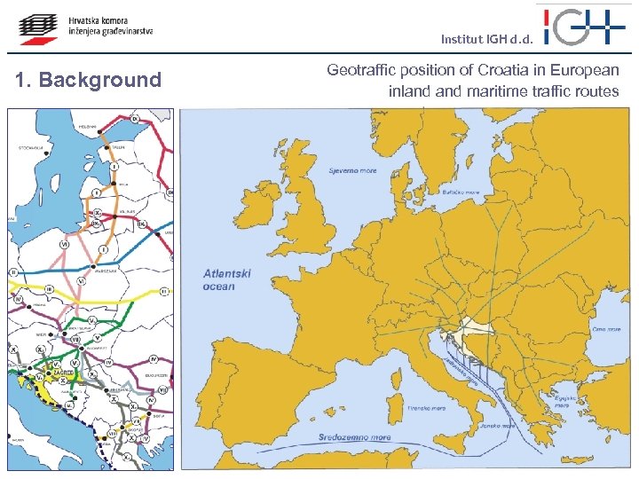 Institut IGH d. d. 1. Background Geotraffic position of Croatia in European inland maritime