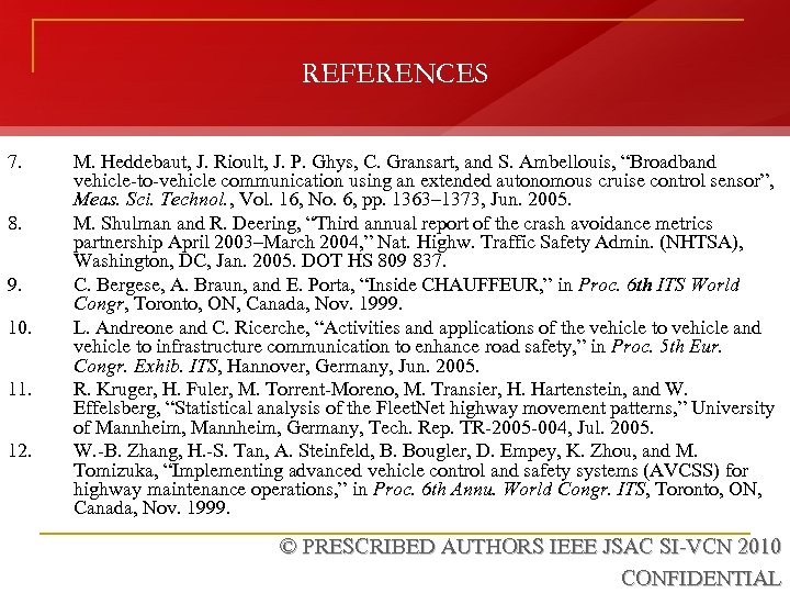 REFERENCES 7. 8. 9. 10. 11. 12. M. Heddebaut, J. Rioult, J. P. Ghys,