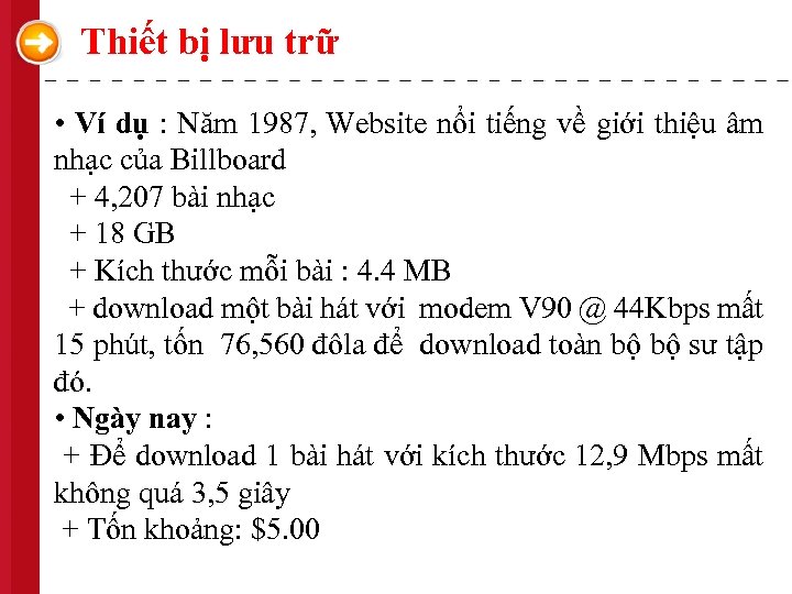 Thiết bị lưu trữ • Ví dụ : Năm 1987, Website nổi tiếng về