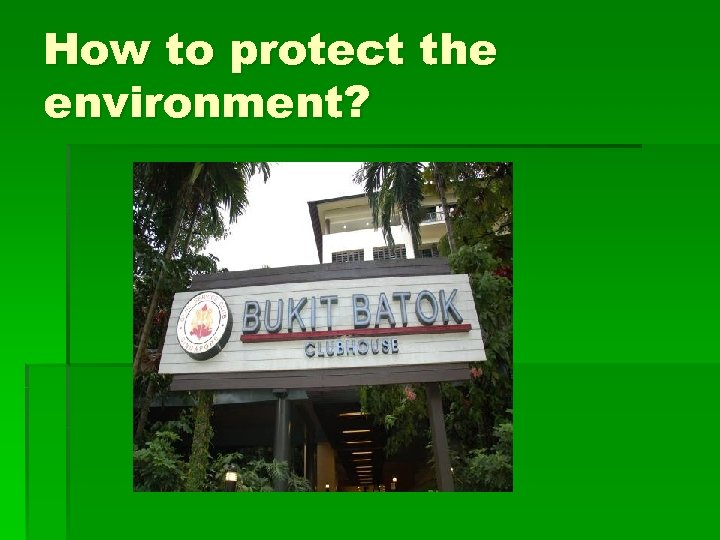 How to protect the environment? 