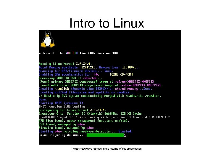 Intro to Linux *No animals were harmed in the making of this presentation 