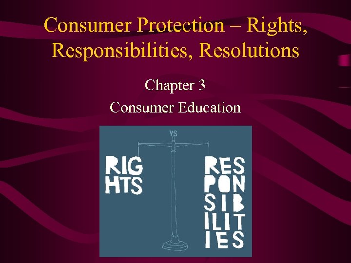 Consumer Protection – Rights, Responsibilities, Resolutions Chapter 3 Consumer Education 