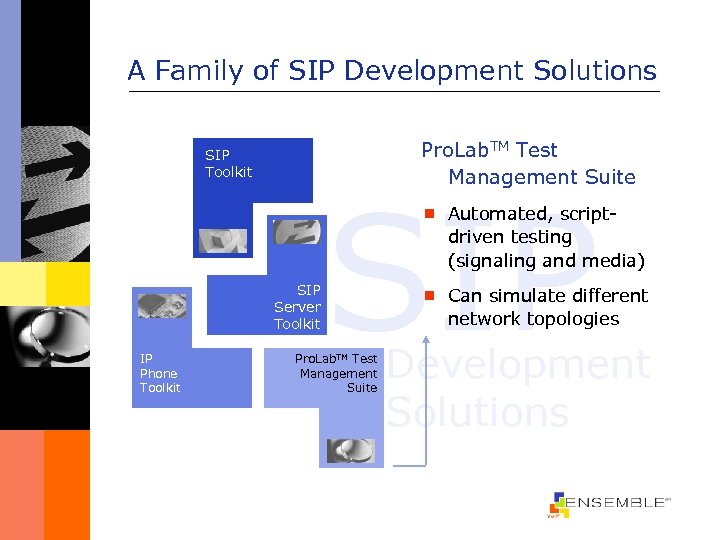 A Family of SIP Development Solutions Pro. Lab. TM Test Management Suite SIP Toolkit