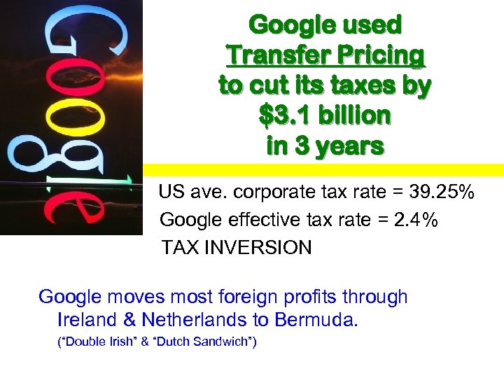 Google used Transfer Pricing to cut its taxes by $3. 1 billion in 3