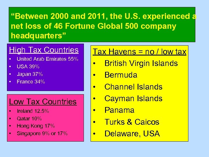 “Between 2000 and 2011, the U. S. experienced a net loss of 46 Fortune