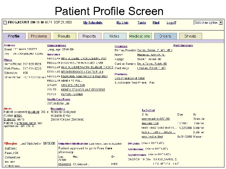Patient Profile Screen 