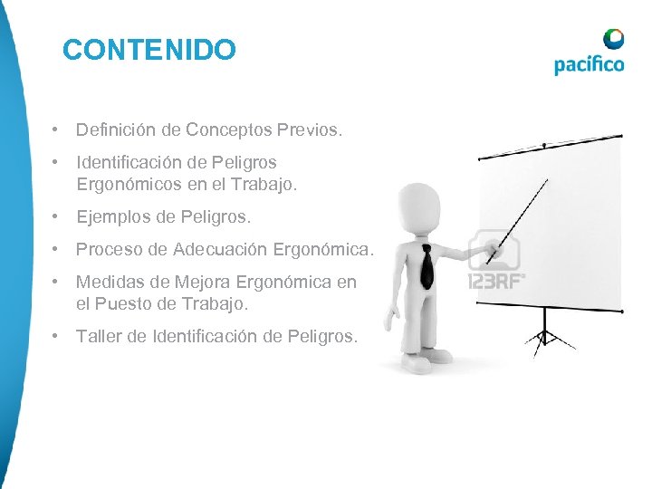 CONTENIDO • Definición de Conceptos Previos. • Identificación de Peligros Ergonómicos en el Trabajo.