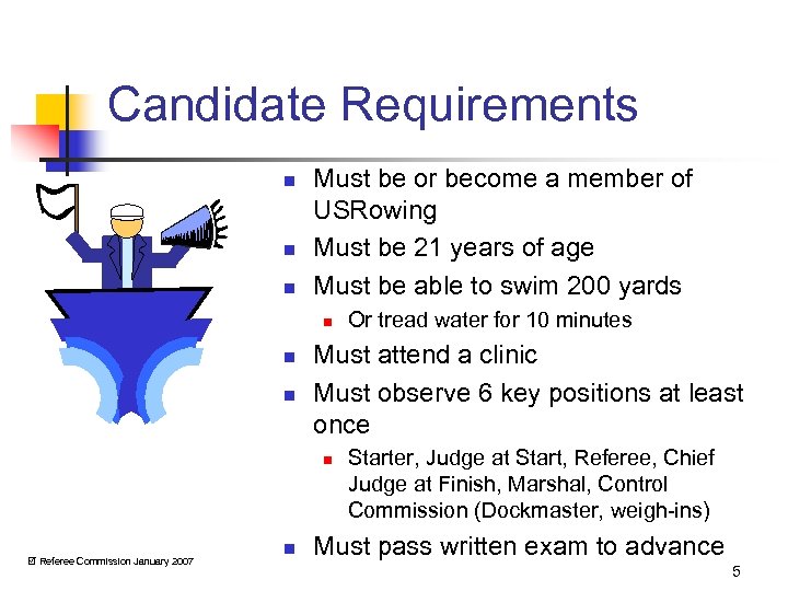 Candidate Requirements n n n Must be or become a member of USRowing Must
