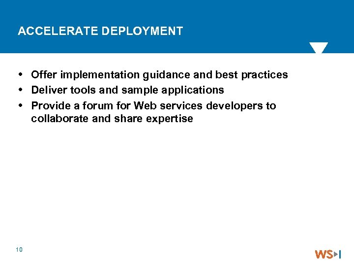 ACCELERATE DEPLOYMENT Offer implementation guidance and best practices Deliver tools and sample applications Provide