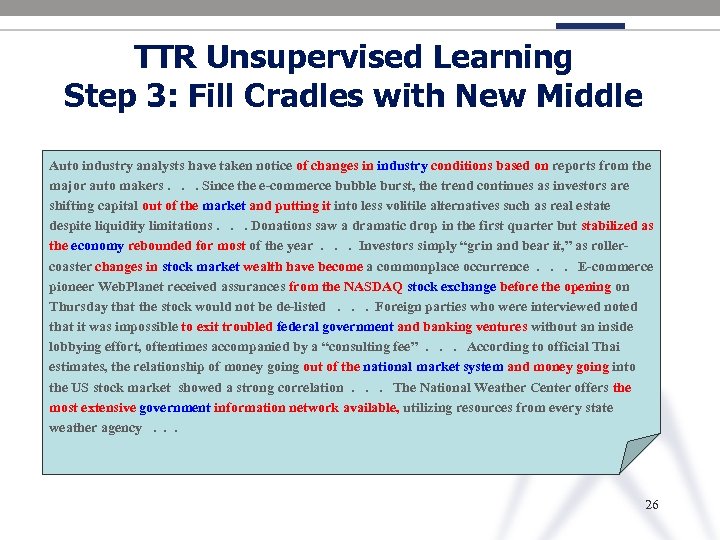 TTR Unsupervised Learning Step 3: Fill Cradles with New Middle Auto industry analysts have