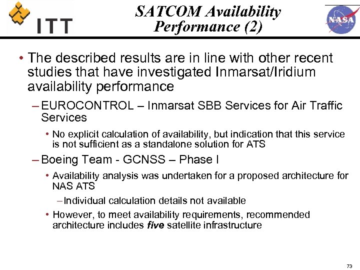 SATCOM Availability Performance (2) • The described results are in line with other recent