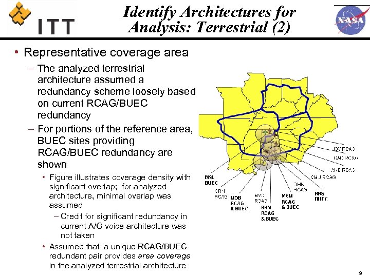 Identify Architectures for Analysis: Terrestrial (2) • Representative coverage area – The analyzed terrestrial