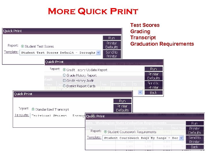 More Quick Print Test Scores Grading Transcript Graduation Requirements 