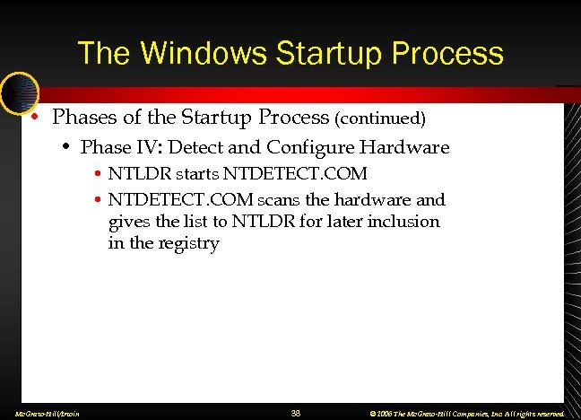 The Windows Startup Process • Phases of the Startup Process (continued) • Phase IV: