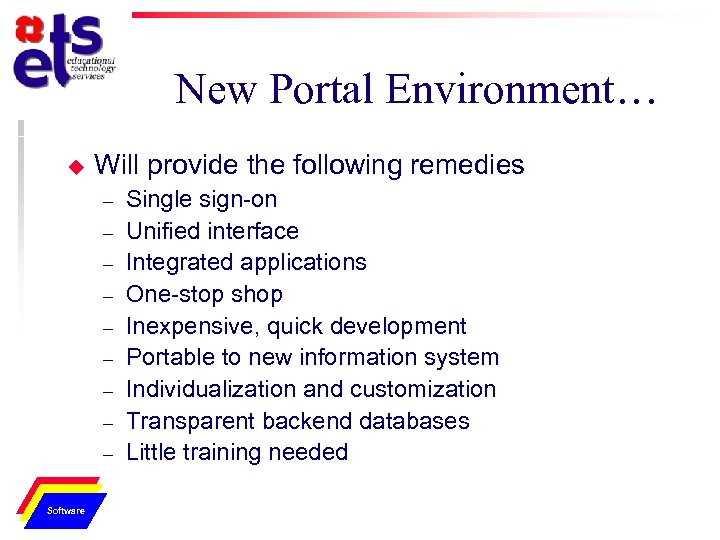 New Portal Environment… u Will provide the following remedies – – – – –