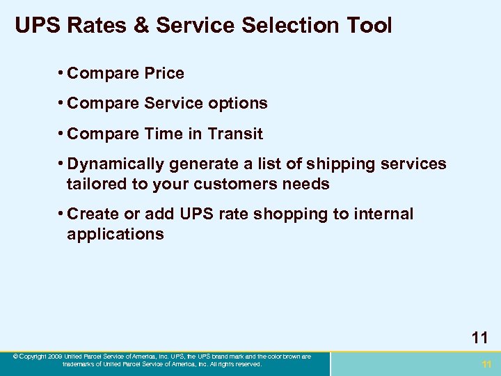 UPS Rates & Service Selection Tool • Compare Price • Compare Service options •
