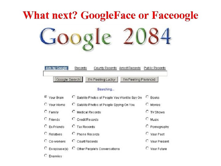What next? Google. Face or Faceoogle 