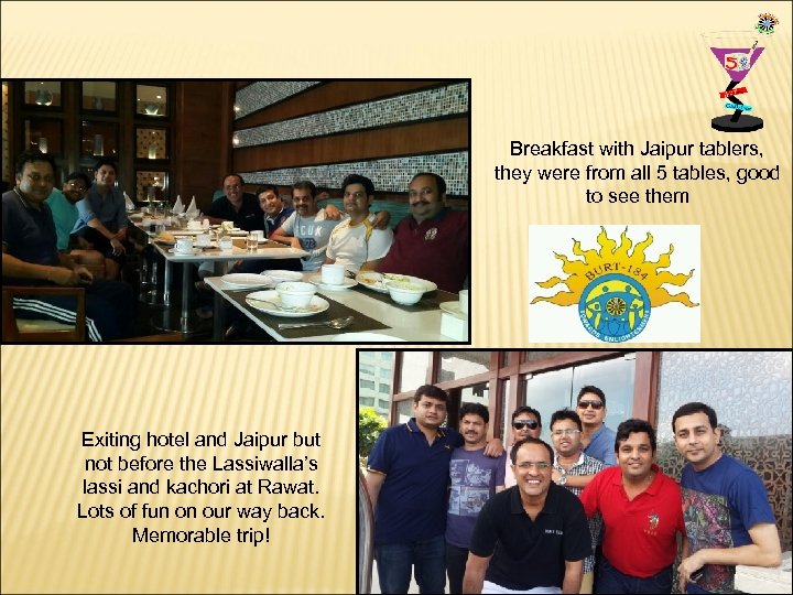 Breakfast with Jaipur tablers, they were from all 5 tables, good to see them