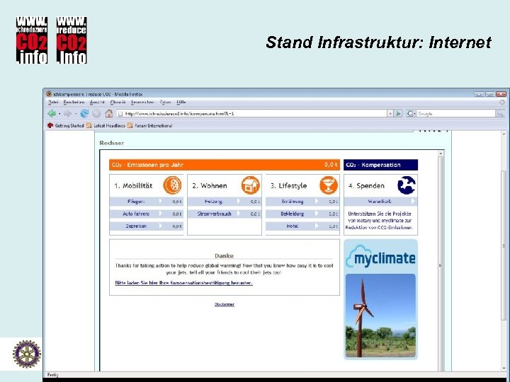 Stand Infrastruktur: Internet Gesamtprojekt Klimaschutz Informationen zum Stand der Arbeiten per Ende Mai 2008