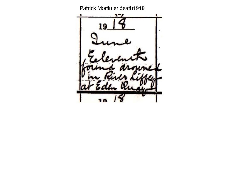 Patrick Mortimer death 1918 