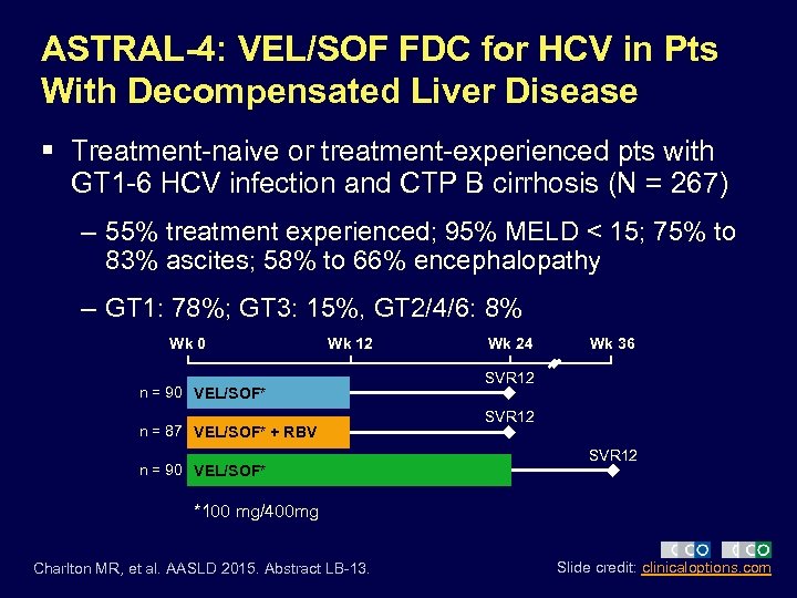 ASTRAL-4: VEL/SOF FDC for HCV in Pts With Decompensated Liver Disease § Treatment-naive or