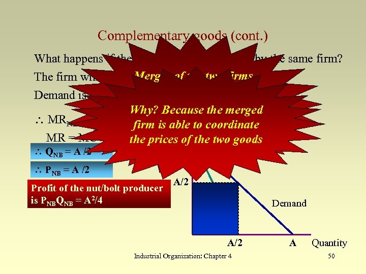 Complementary goods (cont. ) What happens if the two goods are produced by the