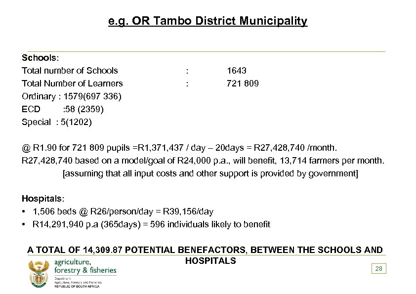e. g. OR Tambo District Municipality Schools: Total number of Schools Total Number of
