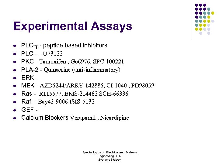 Experimental Assays l l l l l PLC- - peptide based inhibitors PLC -
