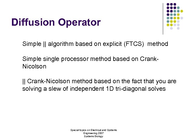 Diffusion Operator Simple || algorithm based on explicit (FTCS) method Simple single processor method