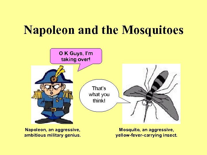 Napoleon and the Mosquitoes O K Guys, I’m taking over! That’s what you think!