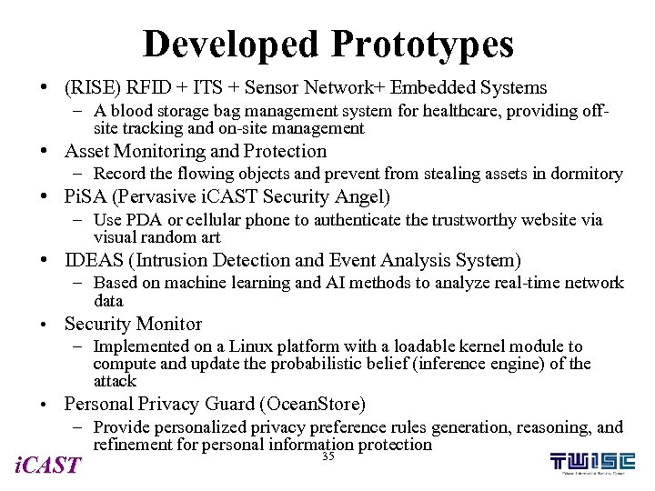 Developed Prototypes • (RISE) RFID + ITS + Sensor Network+ Embedded Systems – A