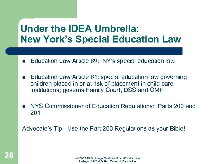 Under the IDEA Umbrella: New York’s Special Education Law Article 89: NY’s special education