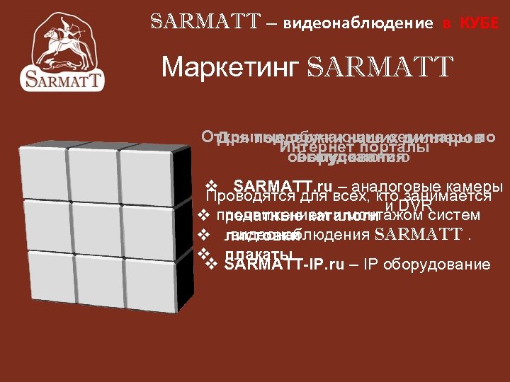 SARMATT – видеонаблюдение в КУБЕ Маркетинг SARMATT Открытые обучающие семинары по Для поддержки наших