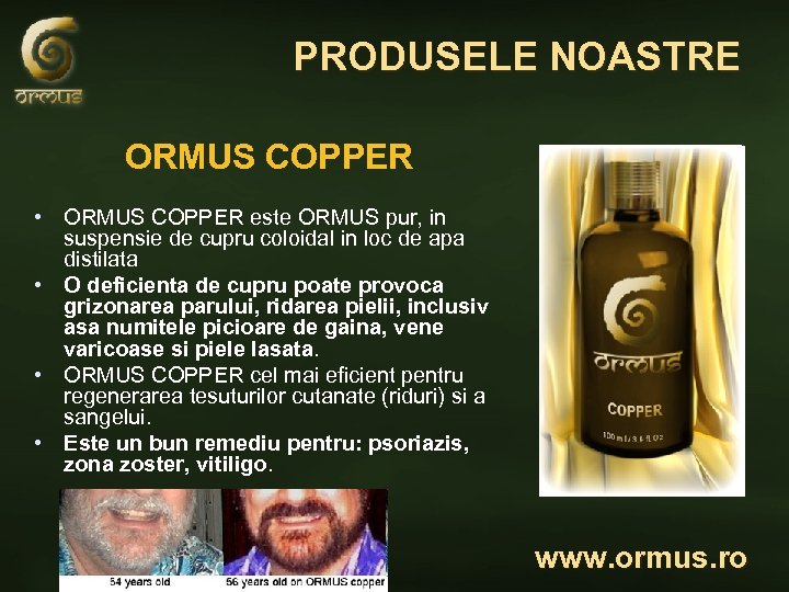 PRODUSELE NOASTRE ORMUS COPPER • ORMUS COPPER este ORMUS pur, in suspensie de cupru