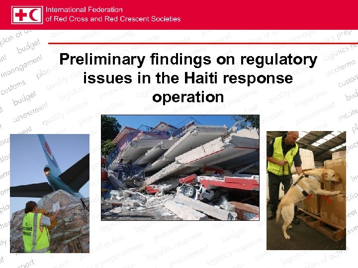 Preliminary findings on regulatory issues in the Haiti response operation 