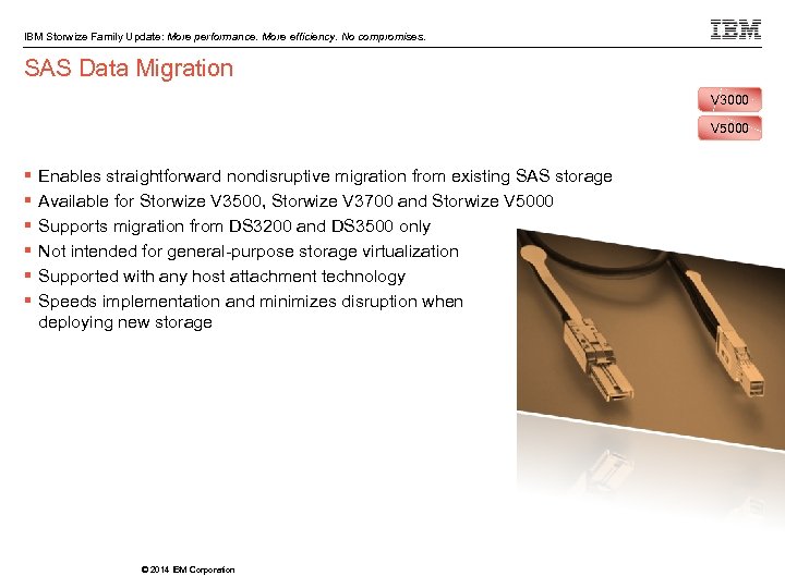IBM Storwize Family Update: More performance. More efficiency. No compromises. SAS Data Migration V