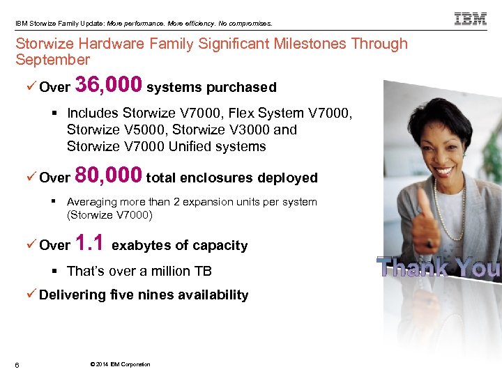 IBM Storwize Family Update: More performance. More efficiency. No compromises. Storwize Hardware Family Significant