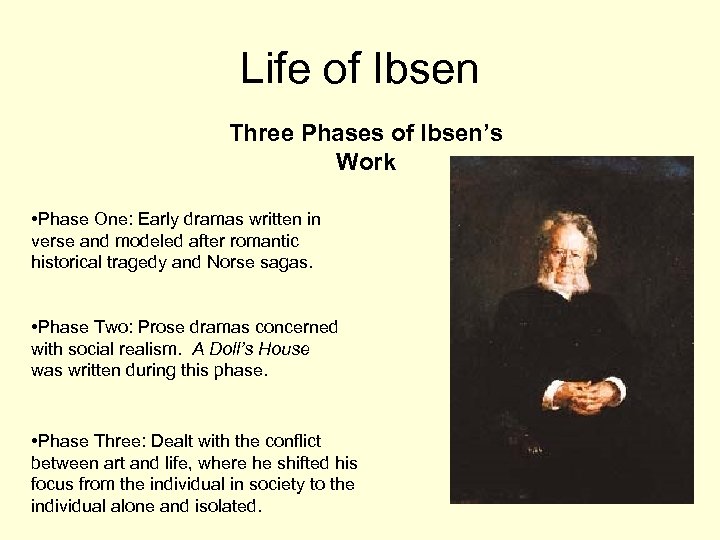 Life of Ibsen Three Phases of Ibsen’s Work • Phase One: Early dramas written