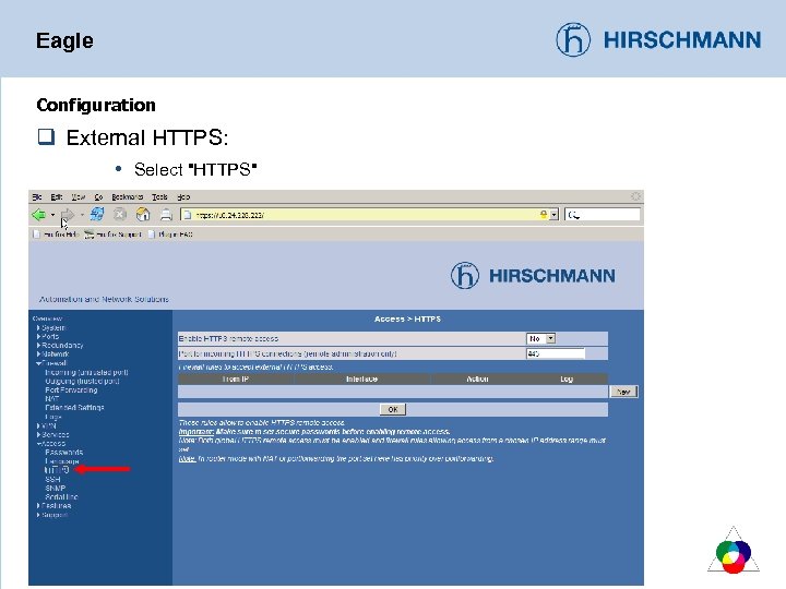 Eagle Configuration q External HTTPS: Select 