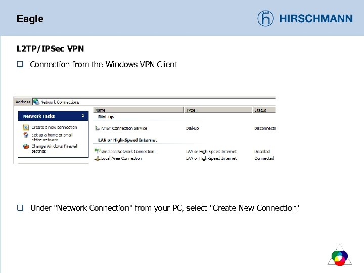 Eagle L 2 TP/IPSec VPN q Connection from the Windows VPN Client q Under