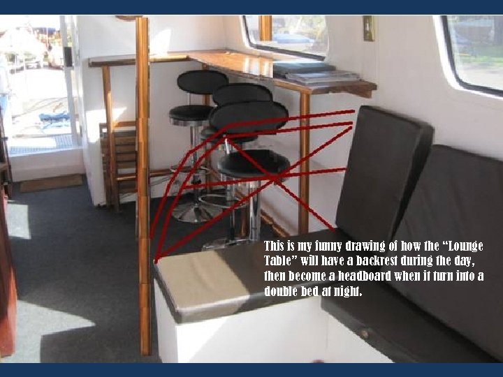 This is my funny drawing of how the “Lounge Table” will have a backrest