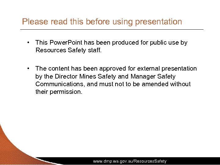 Please read this before using presentation • This Power. Point has been produced for