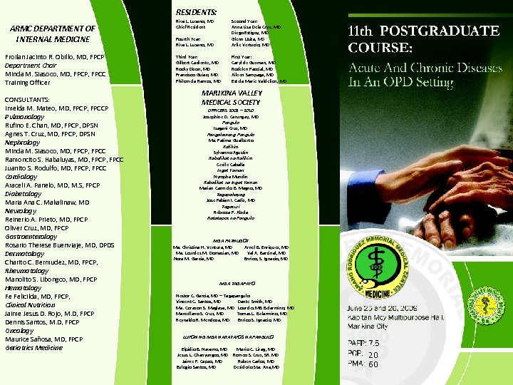 RESIDENTS: ARMC DEPARTMENT OF INTERNAL MEDICINE Froilan Jacinto R. Obillo, MD, FPCP Department Chair