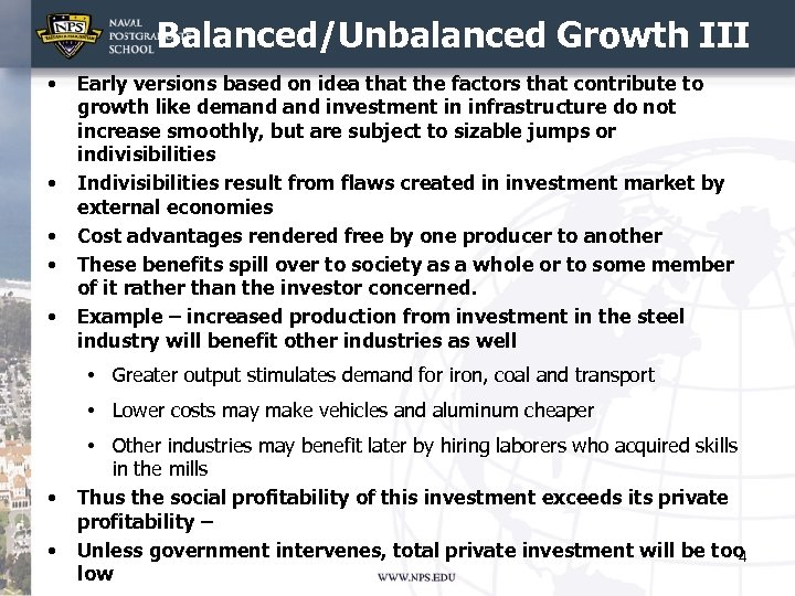 Balanced/Unbalanced Growth III • • • Early versions based on idea that the factors