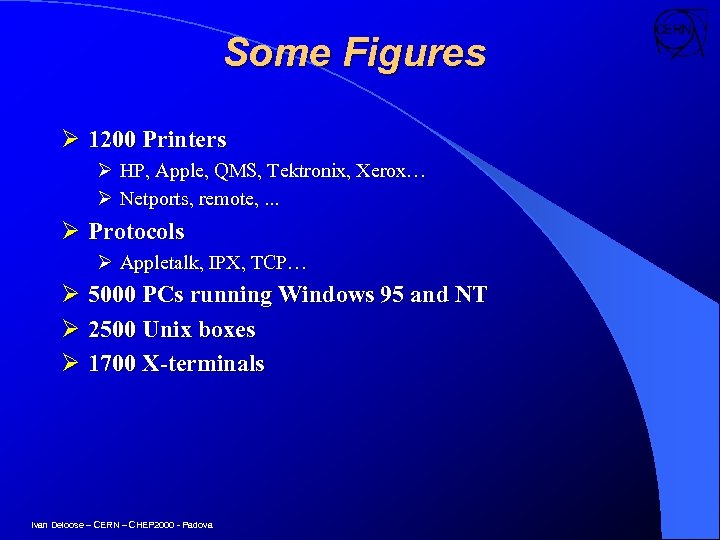 Some Figures Ø 1200 Printers Ø HP, Apple, QMS, Tektronix, Xerox… Ø Netports, remote,