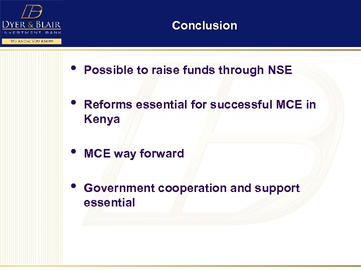 Conclusion • Possible to raise funds through NSE • Reforms essential for successful MCE
