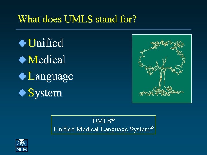 Unified Medical Language System UMLS NLM Presentation Theater