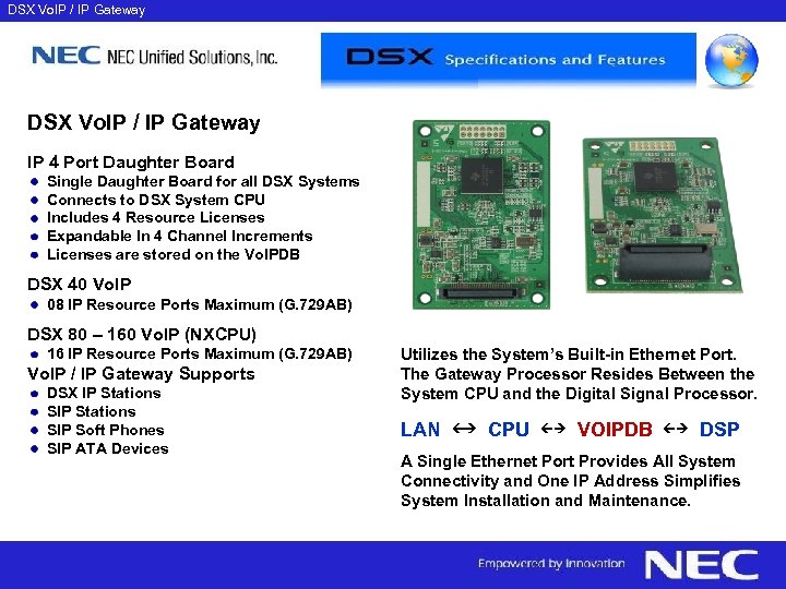 DSX Vo. IP / IP Gateway IP 4 Port Daughter Board Single Daughter Board