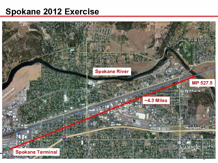 Spokane 2012 Exercise Spokane River MP 527. 5 ~4. 3 Miles Spokane Terminal 18